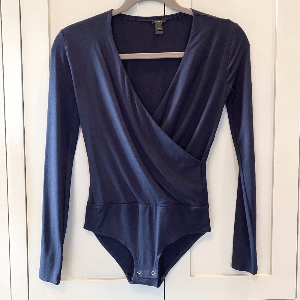 J. Crew Navy Faux Wrap Bodysuit | XXS